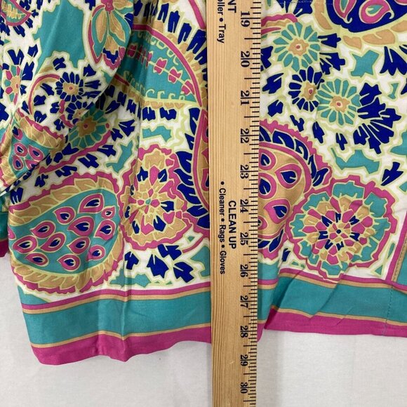 Haute Hippie size 2X Colorful Artsy Boho Print Soft Long Sleeve Button Down - Picture 6 of 12